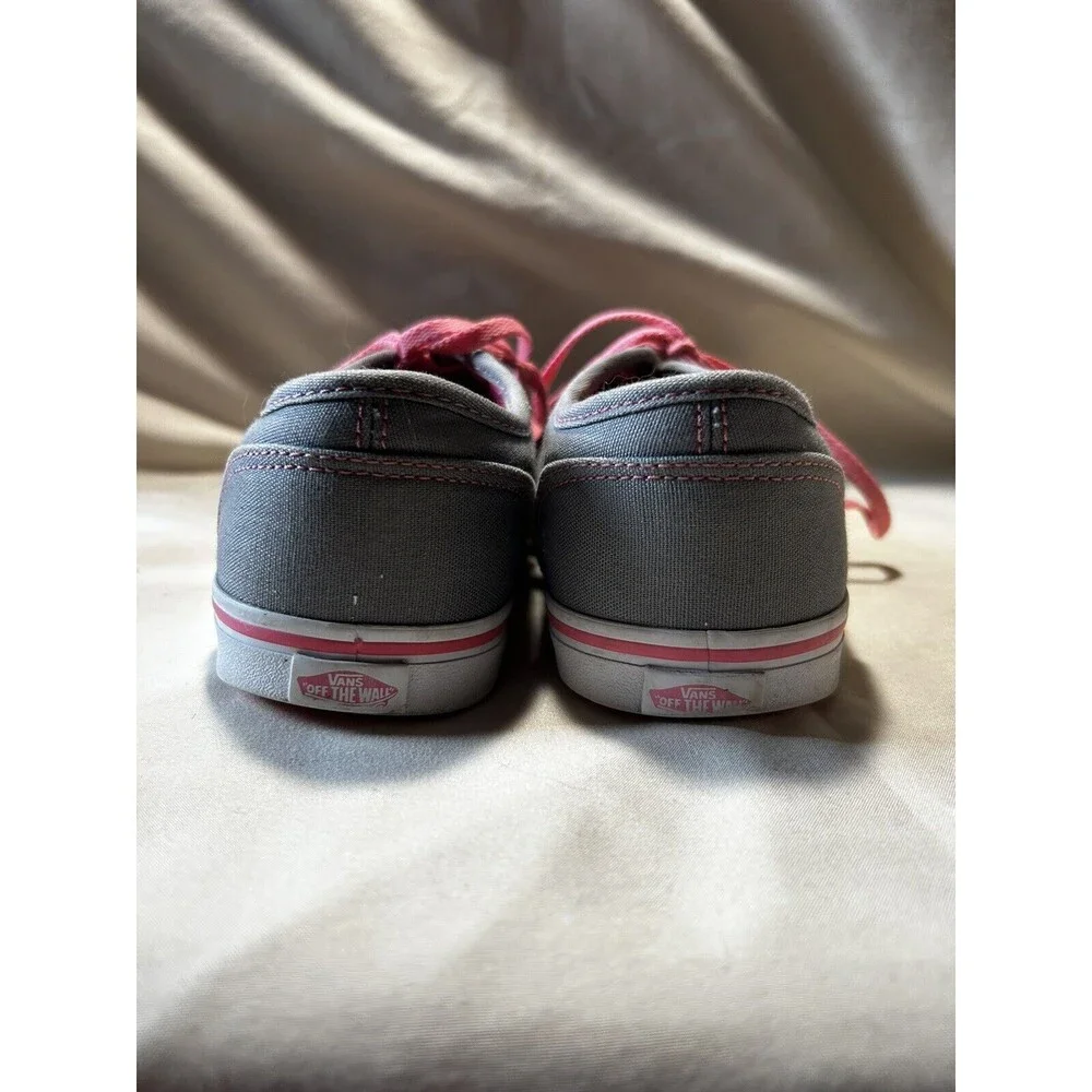 Vans Off The Wall Grey Pink Lace Up Sneakers Missy sz 5 Very Nice